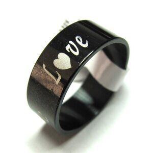 🆕 Stainless Steel LOVE motive BLACK GOLD Ring size 18 NEW Jewelry Accessories